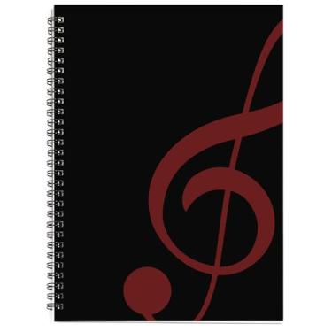 Imagem de MAXCURY Caderno de música em branco, composição, manuscrito, papel, arte, música, preto, 100 páginas, 26 x 19 cm (preto/fúcsia)