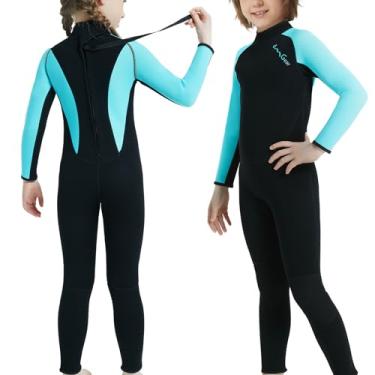 Imagem de OMGear Roupa de mergulho infantil de 3 mm para crianças, neoprene, manga comprida, roupa de banho térmica para jovens, meninos, meninas, mergulho, surf, snorkeling, natação, esportes aquáticos