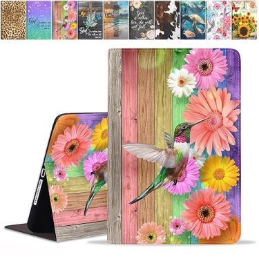 Imagem de JDHJFBFJNP Capa para Samsung Galaxy Tab A8 10,5 polegadas 2022 (Modelo: SM-X200/X205/X207), capa fólio de couro PU premium com hibernar/despertar automático, margarida colorida e beija-flor