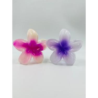 Imagem de Kit 2 Piranhas Para Cabelo Flor, BBB, Maxi Praia, Havaina, Acessório Luxo, Estilo, Flores, Brilho, Moderna, Presilha, Prendedor Pregadeira de Cabelo (Lilas/Rosa)