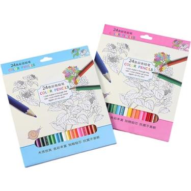 Imagem de Joucien Lápis de cor infantil com desenho de grafite de 24 cores, 24 cores, grande mistura e combinação