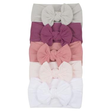 Imagem de Laços de Bebê Macio Faixinha Turbante Slim Infantil Kit c/5
