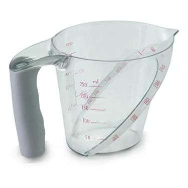 Imagem de Mimo Style Copo Medidor Com Capacidade Para 250ml, Cor Transparente, Medidas Marcadas em Vermelho, Possui medidas em Cups e ML, Material Plástico Poliestireno e Cabo Emborrachado