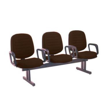 Imagem de Cadeira em Longarina com 03 lugares Linha Blenda Marrom - Design Offic