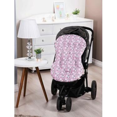 Imagem de Colchonete Capa Forro Dupla Face Super Macio para Carrinho Bebê 100% Algodão Várias Estampas (GEOMÉTRICO ROSA)