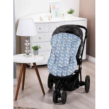 Imagem de Colchonete Capa Forro Dupla Face Super Macio para Carrinho Bebê 100% Algodão Várias Estampas (GEOMÉTRICO AZUL)