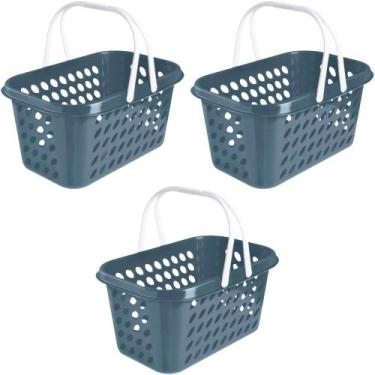 Imagem de Kit 3 Cesta Cestinha Plástica Supermercado Compras 3L c/ Alça Resisten