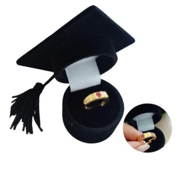 Imagem de Anel Formatura Abc Infantil Regulável Pedra Rosa E Capelo - Jhulias Jo