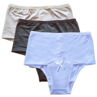 Imagem de Kit 3 Calcinhas Modeladora Cintura Alta Frimodas Microfibra Adulto, G