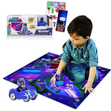 Imagem de PJ Masks Kids Mega Mat with Vehicle Set for - Bundle Playmat Vehicle, Stickers and More (PJ Play Mats)