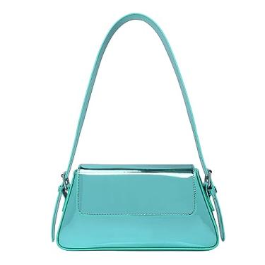 Imagem de Bolsa de ombro pequena feminina fofa Hobo bolsa clutch para noite Y2k bolsa prata brilhante para festa, formatura, casamento, Azul, Small
