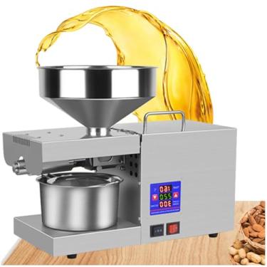 Imagem de Prensa de óleo de controle de temperatura digital grande capacidade, máquina de extração de óleo de semente de aço inoxidável totalmente automática, pressão dupla fria/quente, ajustável de 40-260 °C,