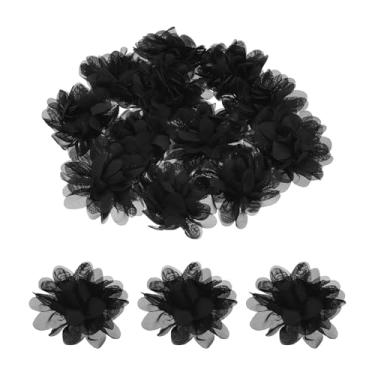 Imagem de uxcell 12 peças de flores de chiffon, 7,6 cm preto artificial, flores falsas, tecido faça você mesmo, cabeça de flores para artesanato, faixas de cabeça de formatura, festa de aniversário de casamento