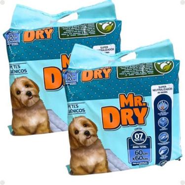 Imagem de Kit Mr. Dry: 2 Tapetes Higiênicos 60x60 Com 7 Unidades