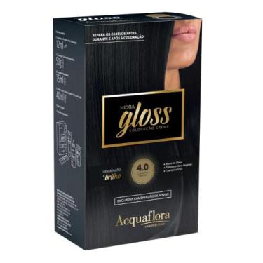 Imagem de Coloração Creme Acquaflora Kit Hidra Gloss 4.0 Castanho Natural