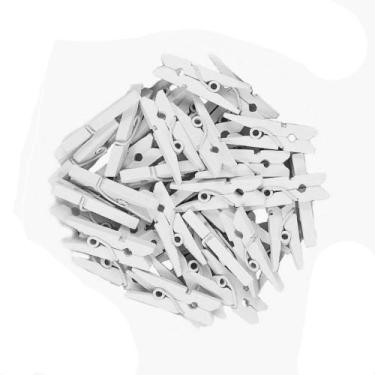 Imagem de Kit 100 Mini Prendedor Pregador Madeira 2,5cm - LEXTACK, Branco
