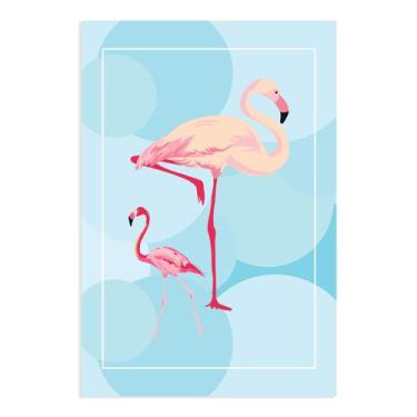 Imagem de Placa Decorativa MDF Flamingos e Círculos 20x30cm - Quartinhos