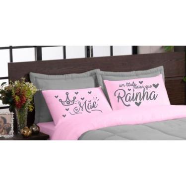 Imagem de Edredom 05 peças mae rainha casal queen box rosa cinza - NOSSO LAR