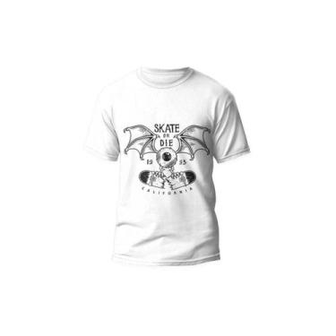 Imagem de Camiseta 100% Algodão Gola Canoa Estampa Skate Morcego - PRESENTE-BRIN
