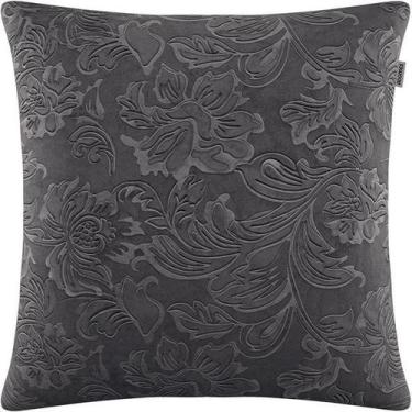Imagem de Capa de Almofada Veludo Floral Cinza 45x45cm - Adomes