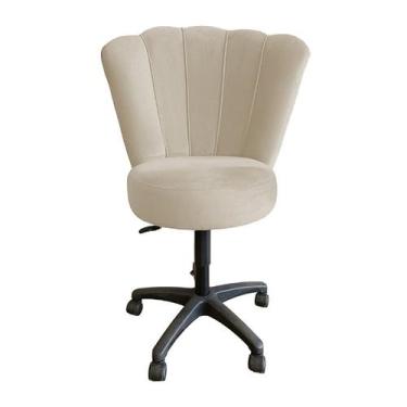 Imagem de Cadeira Mocho Estética Dentista Tatuador Veludo Bege - FM - Fina Mobíl