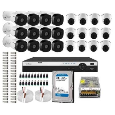 Imagem de Kit Cftv Dvr 32 Canais Intelbras 3132mhdx 24 Câmeras Full Hd 1080p