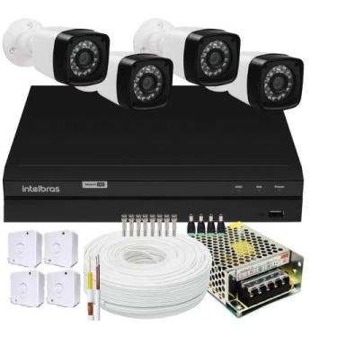 Imagem de Kit dvr Intelbras 8 canais H.265 4 câmeras Full HD 20m S/Hd