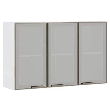 Imagem de Armário Aéreo 120cm 3 Portas Em Alumínio Inox E Vidro Reflecta Prata Pérola Luciane Móveis
