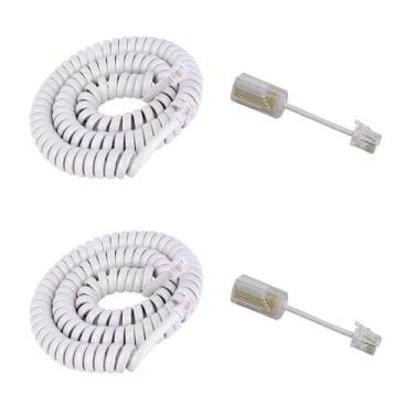 Imagem de Uvital Desembaraçadores de cabo de telefone celular, pacote com 2 cabos de telefone fixo de 3 m desenrolados (enrolados de 3 metros) e 2 pacotes de cabos telefônicos antiembaraço desembaraçadores de