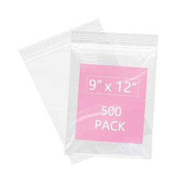 Imagem de iMailer - 500 peças - Sacos transparentes com zíper de 23 x 30 cm - Sacos de plástico reutilizáveis com zíper para A4, documentos tamanho carta, roupas