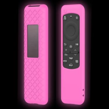 Imagem de JCMOYUTY Capa para controle remoto solar Samsung S90C S90D Q60 Q70 Q80 QN85 Q90 Q60C Q60D Q70D QN85D Q80C QN90C Series Quantum HDR TV 2023 2024, protetor rosa que brilha no escuro