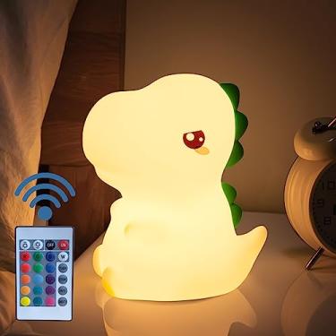 Imagem de Pokanic Luzes Led para Crianças Controle Remoto Bateria Recarregável Alimentado Por Silicone Portátil Noite Multicolorido Lâmpada Usb Decoração Mesa Dormir Quarto Sala de Estar (Dinossauro)