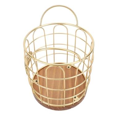 Imagem de Organizador de Cápsulas de café, Fio de Ferro, Base de Madeira, Cesta de Armazenamento de Cápsulas de café, Suporte para Balcão de Cozinha e Mesa de Escritório (Ouro)