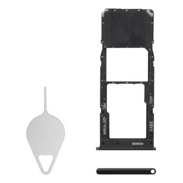 Imagem de BESJMYT Substituição da bandeja do cartão SIM para Samsung Galaxy A02 (versão SIM único) Adaptador de suporte de slot de bandeja de cartão preto com ejetor de agulha para A02 SM-A022F