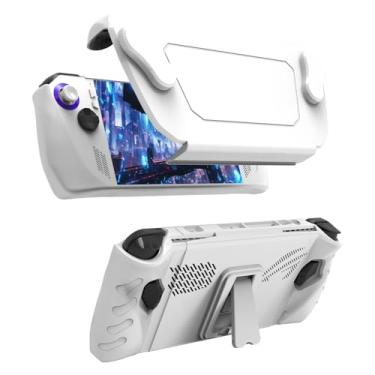 Imagem de Capa completa para ASUS Rog Ally 2023, capa protetora portátil com capa frontal removível e suporte para Rog Ally, branca