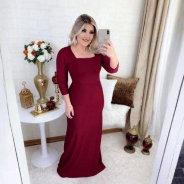 Imagem de Vestido Longo Plus Size Manga 3/4 Moda Evangélica Feminina 2 - MISS FL