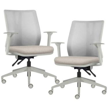 Imagem de Kit 2 Cadeiras de Escritório Giratória Diretor Flow F02 Base Cinza Lin