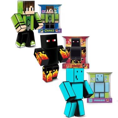 Imagem de Kit Bonecoos Mine Athos Lopers Cadres Youtubers 35cm 3un Craft (Athos Cadres e Problems)