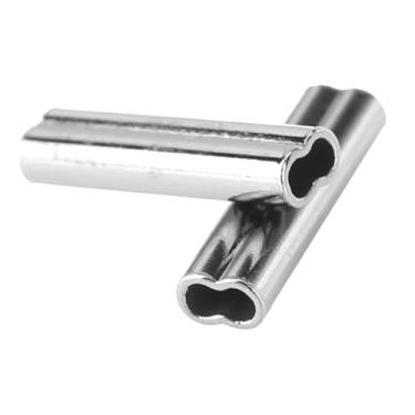 Imagem de QANYEGN 100 peças mangas de linha de pesca crimpadas de cano duplo, mangas de pesca, mangas de líder de fio de pesca conector de tubo de cobre para ambientes externos (1.0mm*10mm)