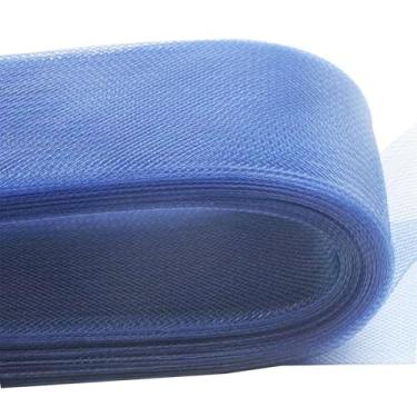 Imagem de Trança rígida de crina de cavalo de 25 metros, fitas rígidas de poliéster de 7 cm de largura, trança de crina de cavalo de poliéster azul, para vestido de casamento, costura de barbatanas