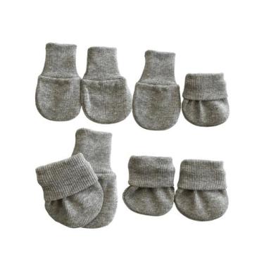 Imagem de Luva para bebê kit com 4 pares - VANETEX, Cinza, 0-3M