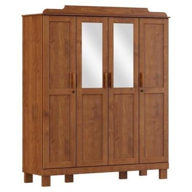 Imagem de Guarda Roupa 4 Portas Com Espelho Cobre Imbuia - FN - Finestra
