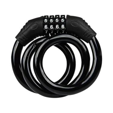 Imagem de oshhni Código de bicicleta de 4 dígitos Bloqueio de cabo de trava resetável Bloqueio de combinação portátil de bicicleta portátil para bicicleta de bicicleta, Sem Rack de Bloqueio
