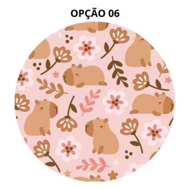 Imagem de Mouse Pad Capivara Redondo 19cm Borracha Antiderrapante - LARANJA E MI