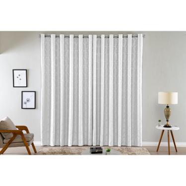 Imagem de Cortina Semi Blackout de Tecido Jacquard para Sala Quarto Escritório 4,00m x 2,80m Branca