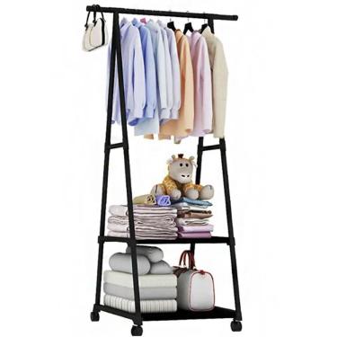 Imagem de Arara De Roupas Closet Multifuncional Prateleira Com Rodas