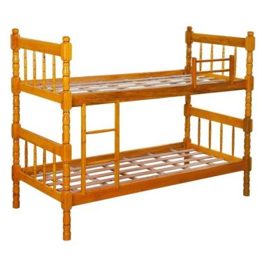 Imagem de Cama Beliche Solteiro Madeira Torneada Colchão 88cm