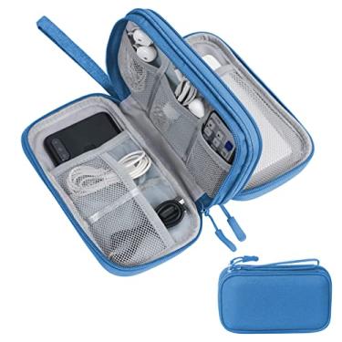 Imagem de Skycase Organizador de cabos de viagem, estojos de acessórios eletrônicos grandes, bolsa de armazenamento multifuncional, [à prova d'água] bolsa de transporte de acessórios para cabo de dados USB, fio de fone de ouvido, carregador portátil, telefone, azul