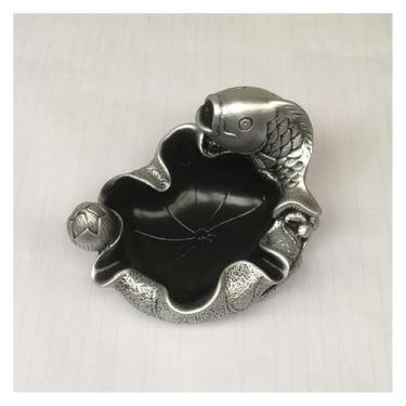 Imagem de Cinzeiro decorativo de folha de lótus, suporte de cinzeiro para fumantes, cinzeiros de fumar para uso interno ou externo, bandeja de cinzeiro para cigarros (prata)