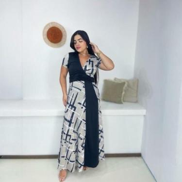 Imagem de Vestido Longo Priscilla Moda Evangélica Feminina - Miss Flower, Preto,